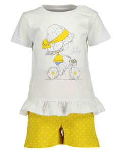 Girls Set med 2 T-shirt + shorts vit