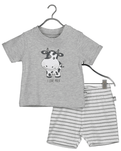 Conjunto de 2 piezas para bebés Camisa de leche + gris medio Shorts