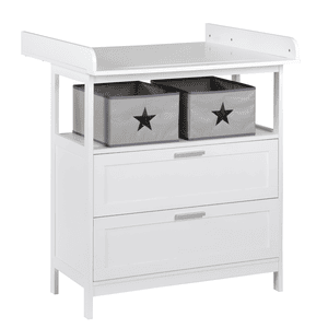 Commode à langer Hamburg 2 tiroirs bois blanc