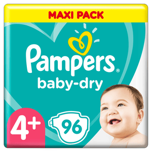 Luiers Baby Dry Gr. 4+ Maxi Plus 96 luiers 10 tot 15 kg triple-pack