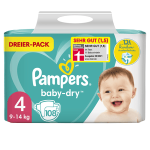 Luiers Baby Dry Maat 4 Maxi  108 Luiers 9 tot 14 kg Voordeelpak