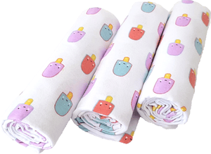 HÜTTE &amp; CO telas molleton 3-pack Ice cream 80x80cm