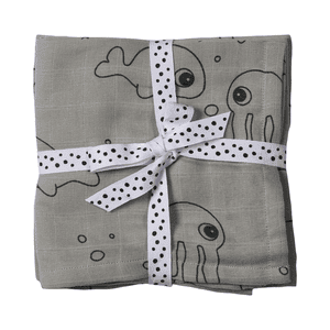 Spit Towel 2-pack Sea Friends Grey