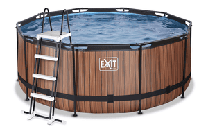 EXIT Wood Pool ø360x122cm mit Filterpumpe, braun