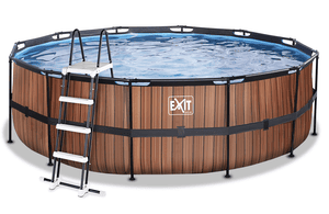 EXIT Wood Pool ø450x122cm mit Sandfilterpumpe, braun