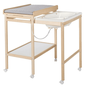 Combi baignoire table à langer Baby Pool bois, matelas à langer