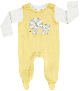 Romper set BASIC LINE lichtgeel/wit