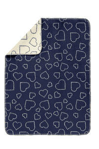 Plaid enfant Hearts coton navy 75x100 cm