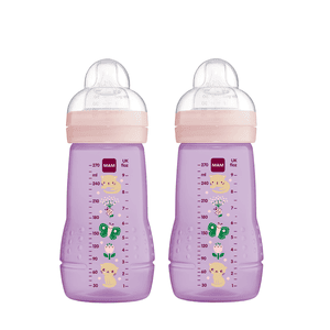 Babyflasche Easy Active™ Größe 1 ab 0+M 270 ml, Katze/ Schmetterling im Doppelpack