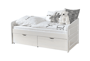 Divano letto Mini Micki bianco faggio bianco con 2 cassetti aden compreso materasso