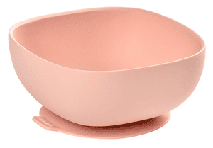 Bol de silicona con ventosa rosa