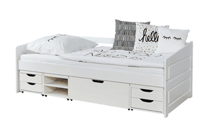 Sofabett Micki Buche weiß mit 4 Funktionsschubladen