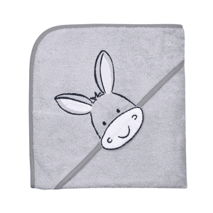 Toalla de baño con capucha burro gris claro 100 x 100 cm