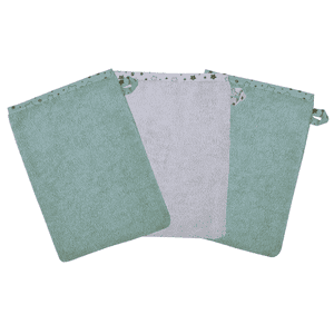 Gant de toilette enfant étoile bleu vert, lot de 3