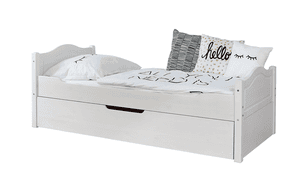 Einzelbett Leni 90 x 200 cm Kiefer weiß mit Zusatzbett