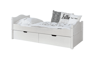 Letto singolo Leni 90 x 200 cm in pino bianco con 2 cassetti aden