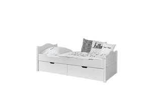 Letto singolo Leni 100 x 200 cm in pino bianco con 2 cassetti aden