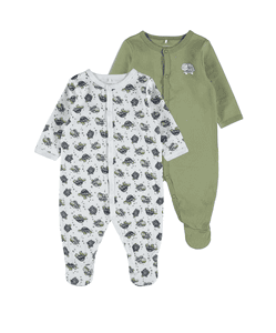 Schlafoverall 2er Pack Loden Green Dino