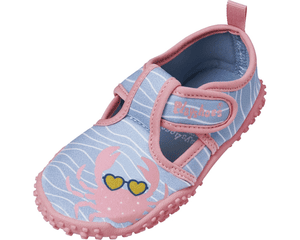 Chaussons de bain enfant scratch crabe bleu/rose