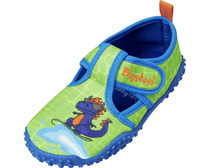 Chaussons de bain enfant scratch dinosaure bleu/vert