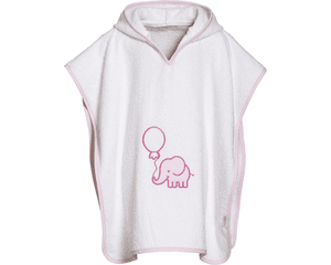 Terry poncho elefant hvid-pink