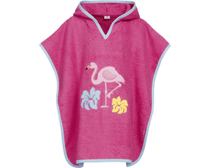 Poncho de rizo rosa flamingo