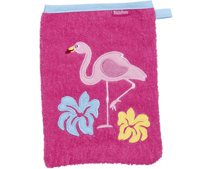 Gant de toilette enfant éponge flamant rose