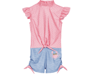 Combinaison de bain enfant anti-UV crabe bleu/rose