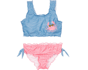 Bikini granchio protezione UV blu-rosa