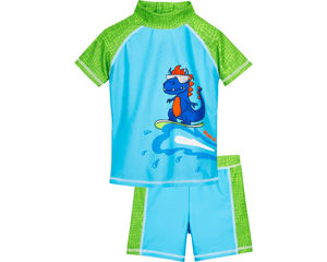 UV-beschermende badset Dino blauw-groen