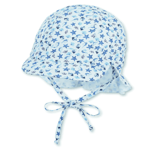 Berretto con visiera e protezione collo, azzurro/bianco