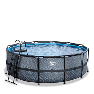 EXIT Piscine tubulaire ronde Stone pompe à filtre cartouche 12V ø4,27x1,22 m