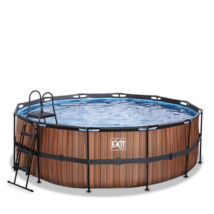 EXIT runkoallas ø427x122cm (12v patruunasuodatinpumppu) - puun näköinen