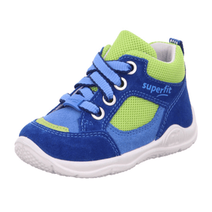 Jongens lage schoen Universe blauw/lichtgroen (breed)