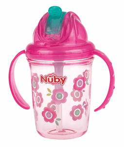 Nûby 360° Tritan tazza con cannuccia per bere 240 ml in rosa