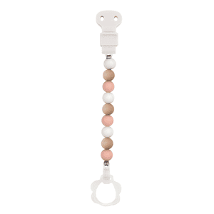 Schnullerkette rosa-weiss-beige