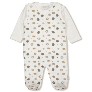 Grenouillère enfant body manches longues Mini Cookie offwhite 2 pièces