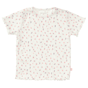 T-shirt cream melanżowy wzorzysty