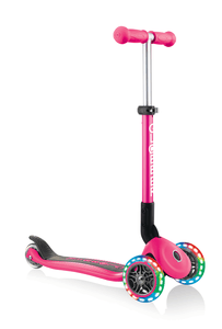 Trottinette enfant 3 roues évolutive pliable JUNIOR LIGHTS roues lumineuses fuchsia