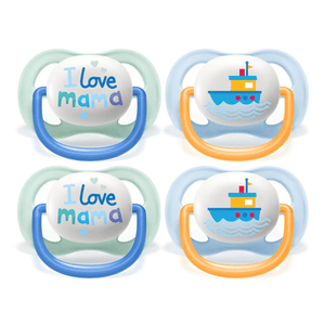 Philips -napp ultra air SCF080 / 01 Collection Happy 0-6m Boy Mama / Boat dubbelpack