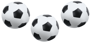 Juego de 3 balones de fútbol blandos en blanco y negro de 10 cm