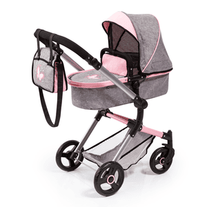 Design Neo Vario combinatie poppenwagen grijs/roze, met vlinder