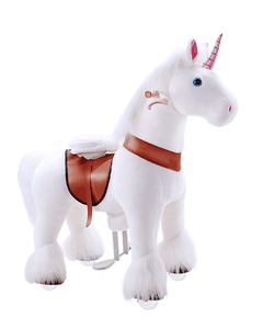 Unicornio de juguete con freno de mano blanco grande