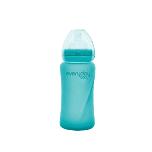 Biberon di vetro per bambini Heathy+ con sensore di calore 240 ml in turchese