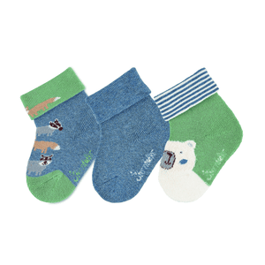 Baby Socks 3-Pack Forest Animals Inky Blue