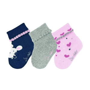 Chaussettes pour bébé, lot de 3 souris marine