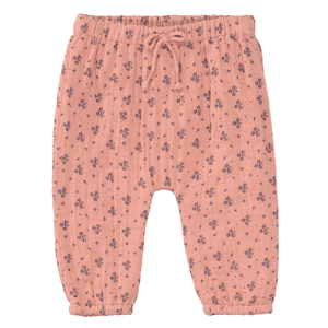 Pantalon tissé à motif de roses douces