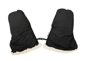 Lammfell Handwärmer für Kinderwagen Nordkap Schwarz