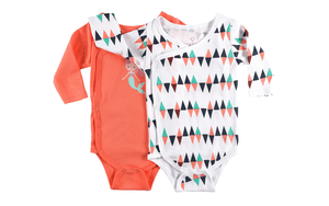 romper 2-pack orange/wit