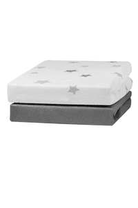 Jersey spännlakan 2-pack 70 x 140 cm grå/stjärnor grå
